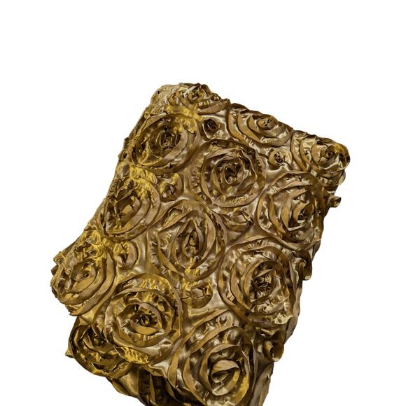 NWOT! COPPER SHIMMER RIBBON FLORAL EMBROIDERED TABLECLOTH, THROW! RAISED FINISH! - Picture 3 of 10